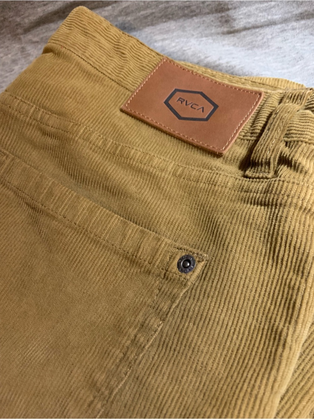 RVCA Daggers Fit Brown Corduroy Pants Mens 32 Slim Stretch Tan
